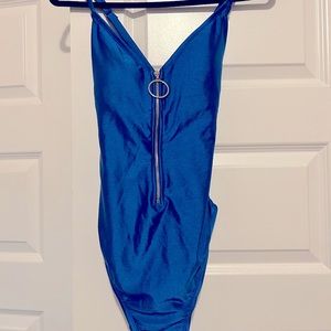 Royal Blue Cross-back Plunging Neckline Swimsuit. 1X / XL in size.